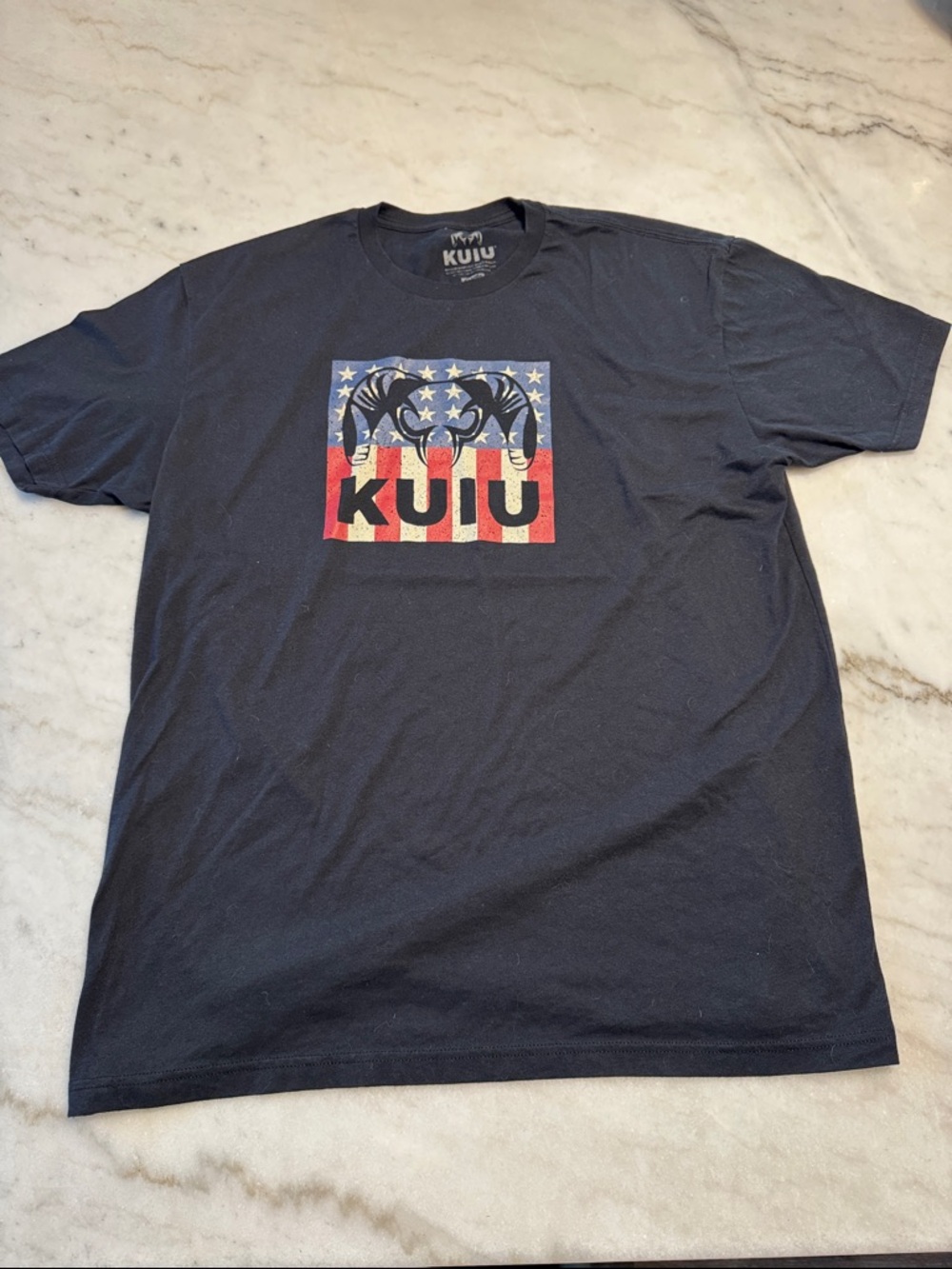 KUIU Black Short-Sleeve Tee with Red, White & Blue Graphic